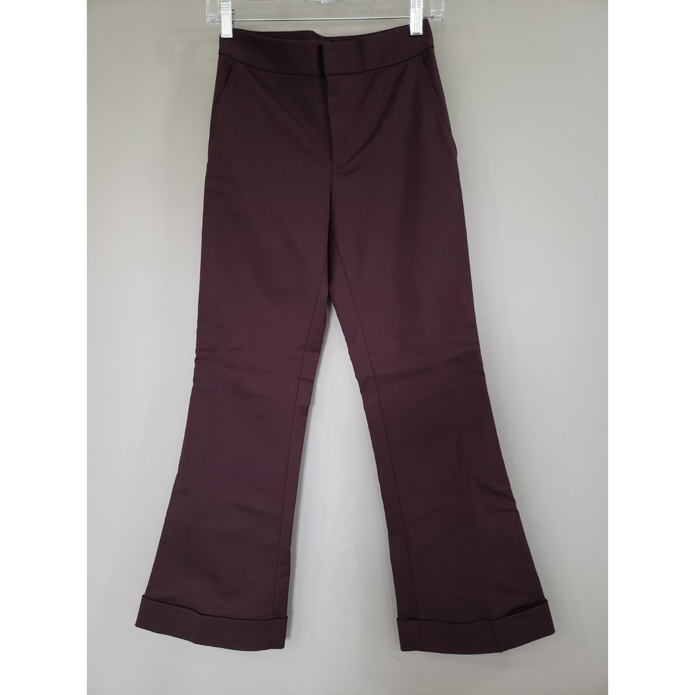 NEW Club Monaco Women Cropped Kick Flare Size‎ 00 Dress Pants DARK PRUNE
